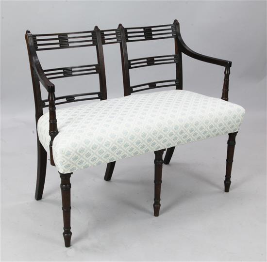 A Regency mahogany two seater chair settee, H. 2ft 10in.
